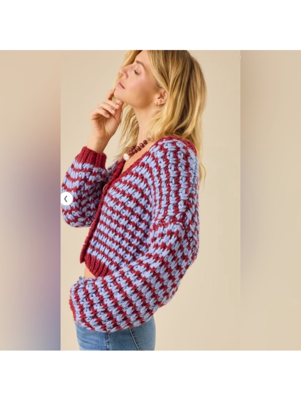 NWT Altar'd State Burgundy and Blue Knit Cardigan
